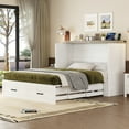 thumbnail image 2 of Queen Size White Farmhouse Murphy Cabinet Bed w/ Charging Station &amp; Storage - Foldable Platform Bed for Guest Room/Small Bedroom (81x61.5x45in), 2 of 19