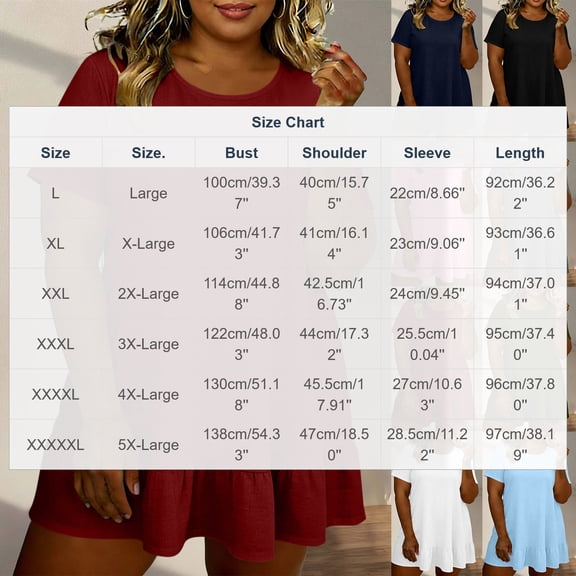 Khunlpohl L-5XL Womens Plus Size Shirt Dress Short Sleeve Oversized Baggy Shirts Ruffle Hem Casual Dresses