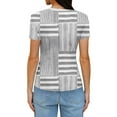 thumbnail image 6 of Odbmxy Striped T Shirts for Women Plus Size Short Sleeve Summer Tops Women Cropped Workout Casual Gray Slim Tops, 6 of 6