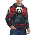 thumbnail image 2 of Wukai Red Black Eastern Panda Warrior Print Men Hoodies Fleece Sweatshirts Long Sleeve Sweaters Pullover Fall Outfits Winter Clothes-3X-Large, 2 of 7