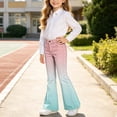 thumbnail image 3 of Trikvn Kids Flared Denim Pants Girls Stretch Bell Bottoms Casual Gradient Color Jeans Fashion Vintage Streetwear Trousers, 3 of 8