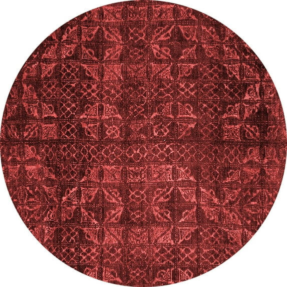 Ahgly Company Indoor Round Abstract Red Modern Area Rugs, 5' Round