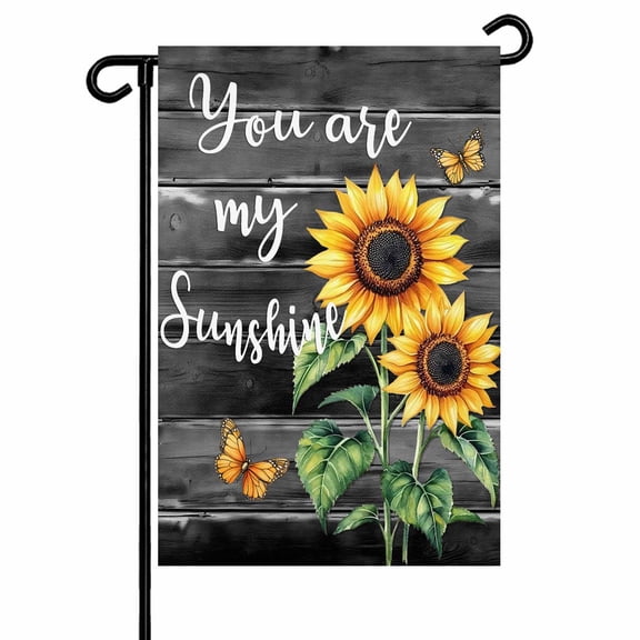 Farmhouse Floral Sunflower Garden Flags for Outside You Are My Sunshine Double Sided Yard Flags Outdoor House Decoration, Small 12X18 Inch, Black