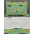 thumbnail image 3 of Dino Comforter & Sham Bedding Set, Jurassic Sketch and Cartoon Style Various Dinosaur Breeds in Happy Colors, 3 pcs Duvet Set Microfiber Filling Quilt, 5 Sizes, Sea Green Multicolor, by Ambesonne, 3 of 4