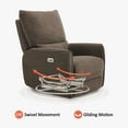 thumbnail image 4 of MCombo Power Swivel Glider Recliner Chair, Electric Rocker Recliner Chairs with USB Charging Ports for Living Room and Nursery, Fabric 6922 (Brown), 4 of 7