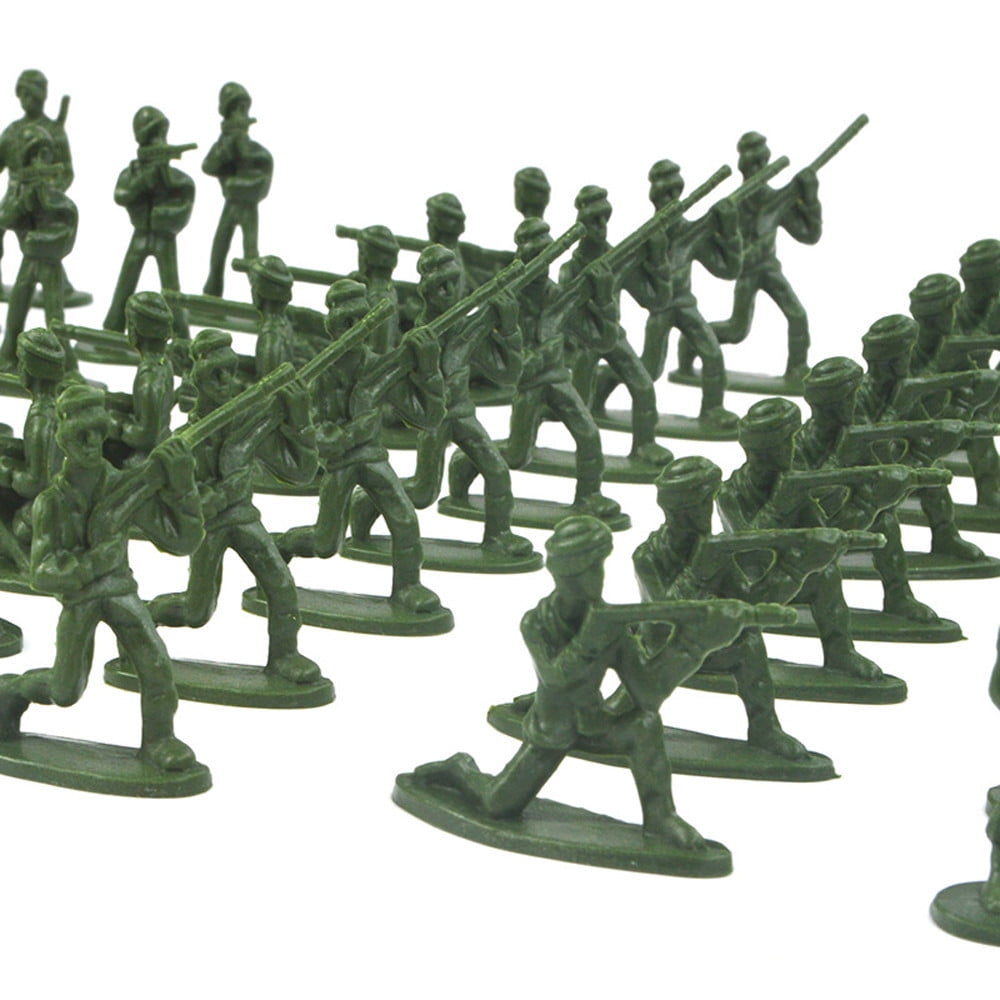 57 pcs Military Base Model Plastic Toy Soldier Tan 5cm Figure Army Men Playset 