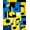 Blue Yellow Black, Pattern 6, variant on ODIKA Guitar Music Notes Vintage Rock Distressed Grunge Hip Border Stain Resistant Low Profile for Dorm Room, Small Living Apartment