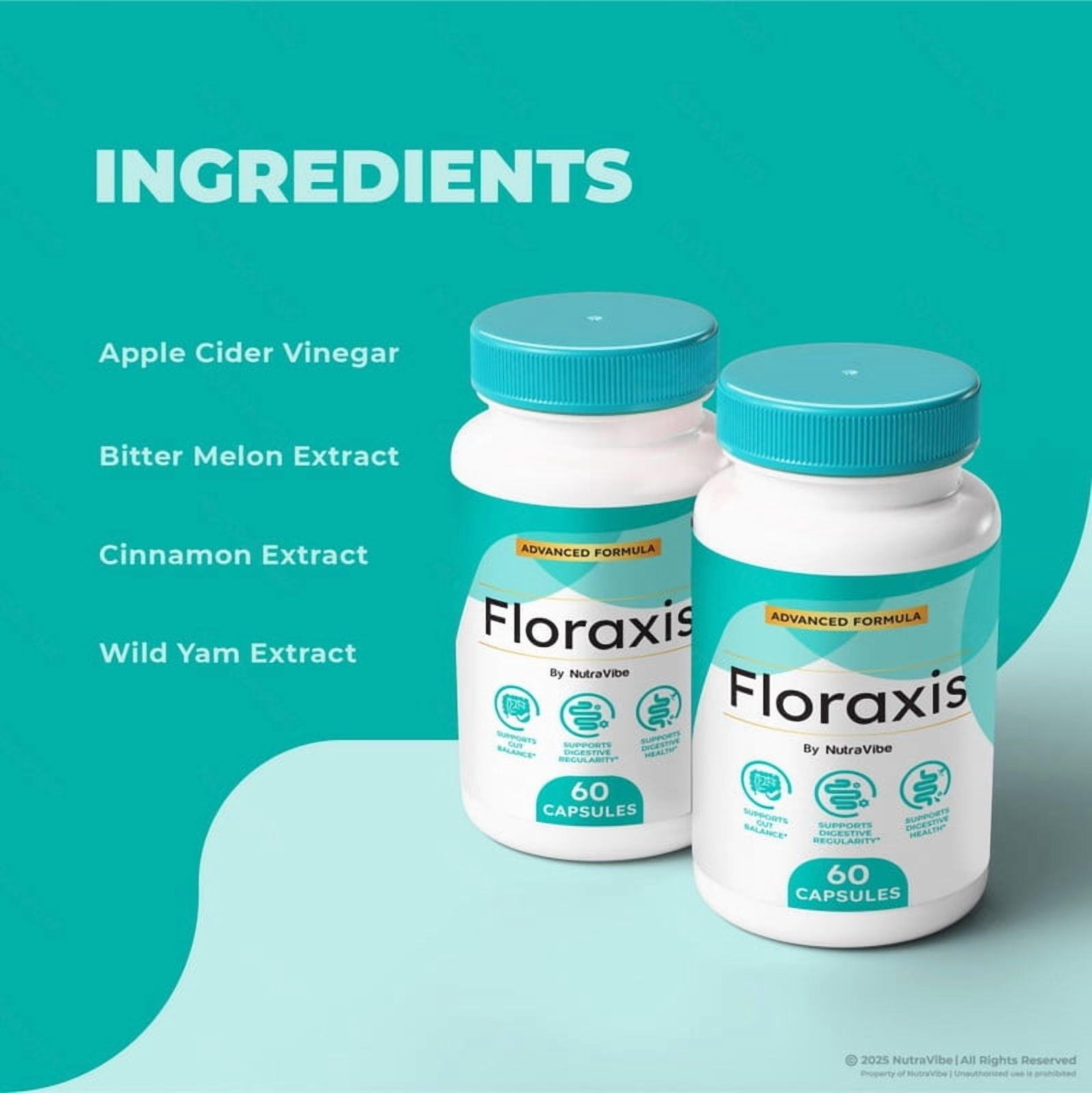 (2 Pack) Floraxis Capsules – Gentle Gut & Digestive Support Formula for Balance & Wellness | Easy-to-Take Capsules (120 Capsules)