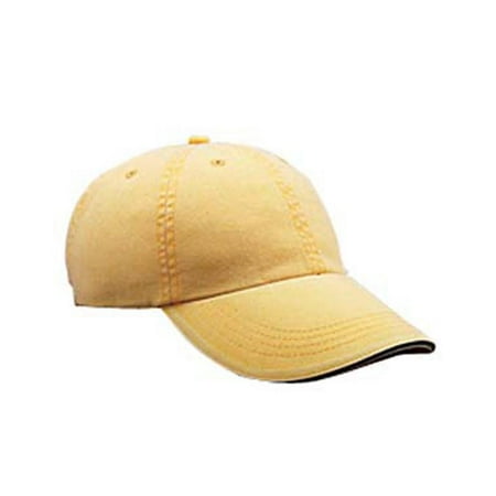 Solid Low Profile Cap - Anvil 166 Solid Low Profile Sandwich Trim Pigment Dyed Twill Cap, Dijon - One Size