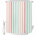 thumbnail image 2 of Coral Cyan Stripe Waterproof Fabric Shower Curtain,Geometric Grey White Vertical Striped Waterproof Fabric Shower Curtain for Bathroom Curtains Bathtubs Shower Curtains with 12 Hooks Long 72x78in, 2 of 8