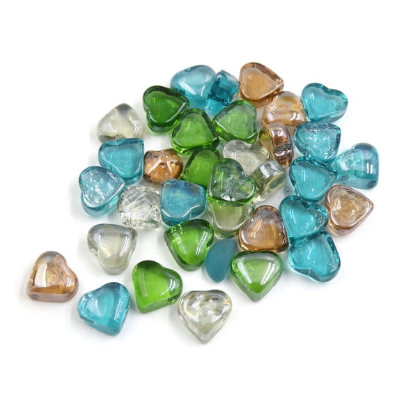 Piedras de vidrio multicolor Unique Bargains 500g en forma de corazón para acuario