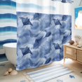 thumbnail image 5 of No Hook Shower Curtain, Blue Fish Coastal Shower Curtains for Bathroom with See Through Top Window, Watercolor Beach Ocean Nautical Waterproof & Washable Bath Curtain Long 72"x78", 5 of 9