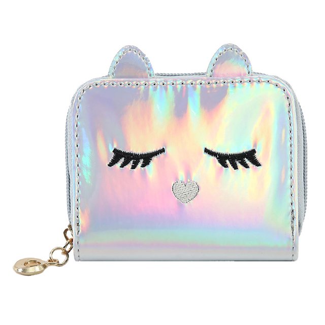 Women Coin Purse Cute Holographic Zipper Coin Pouch Coin Wallet Change Purse