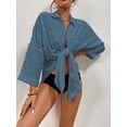 thumbnail image 5 of Bsubseach Fashion Polyester Swiss Dot Button Down Shirt Dress Swimwear Cover-Ups, One Size, 5 of 7
