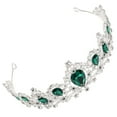 thumbnail image 3 of Crown Gold Baroque Crystal Wedding Headpiece (Green), 3 of 5