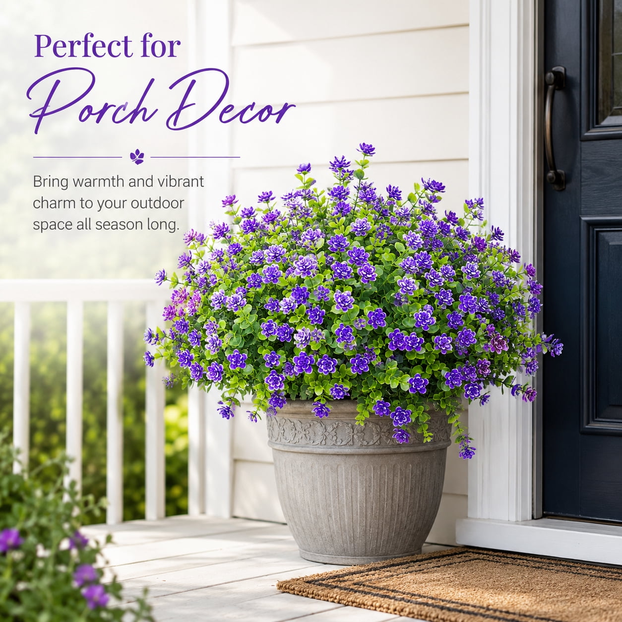 10 Bundles Artificial Fake Flowers, Faux Outdoor Plastic Plants UV Resistant Shrubs Outside Indoor Decorations