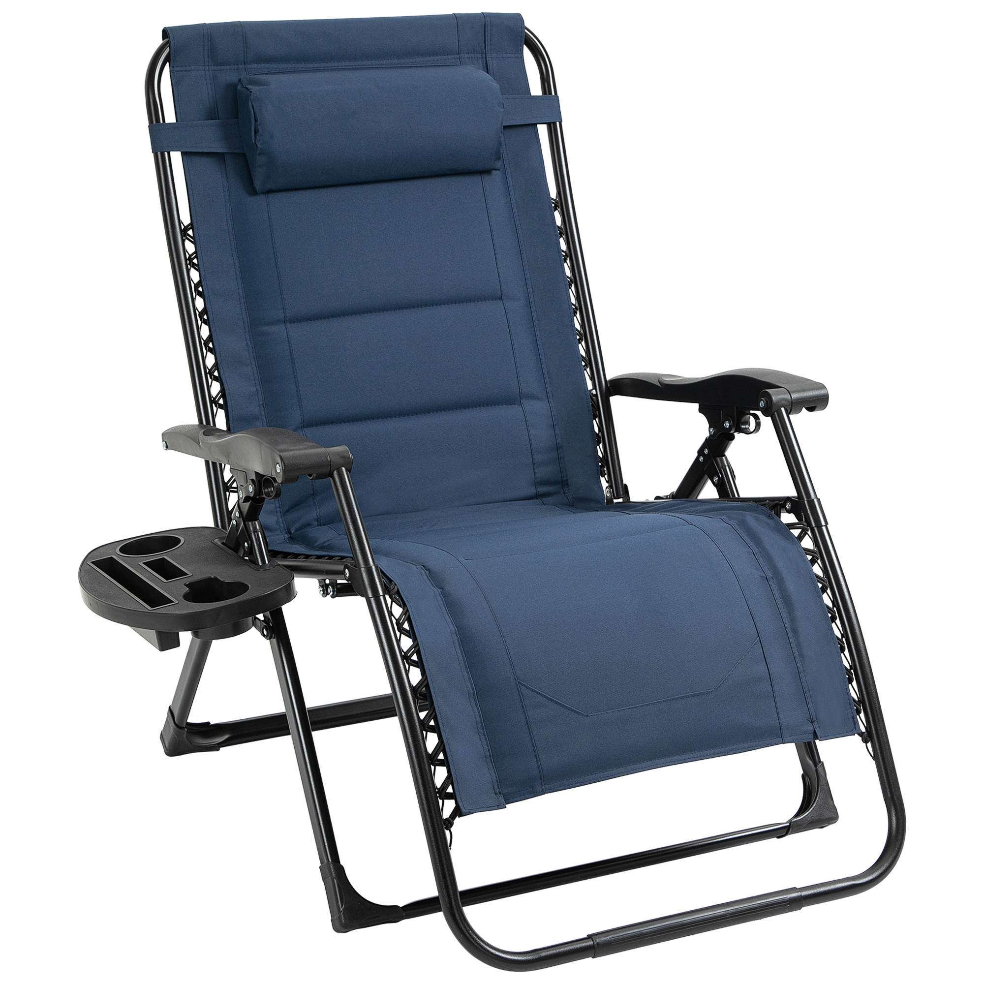 reclining lawn chair with cup holder