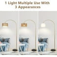 thumbnail image 5 of Table Lamp Arc Floor Lamp for bedroom with Rattan & Linen Shades, Gold Floor Lamp with Remote & Dimming Bulb, Rustic Standing Lamp with 3 Color Temperatures, Adjustable Height Farmhouse Tall Lamp fo, 5 of 9