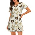 thumbnail image 4 of Salouo Funny Chicken Print Short Sleeve Sleepshirt for Womens Comfy Nightgown Scoopneck Cute Nightdress Ruffle -Small, 4 of 7