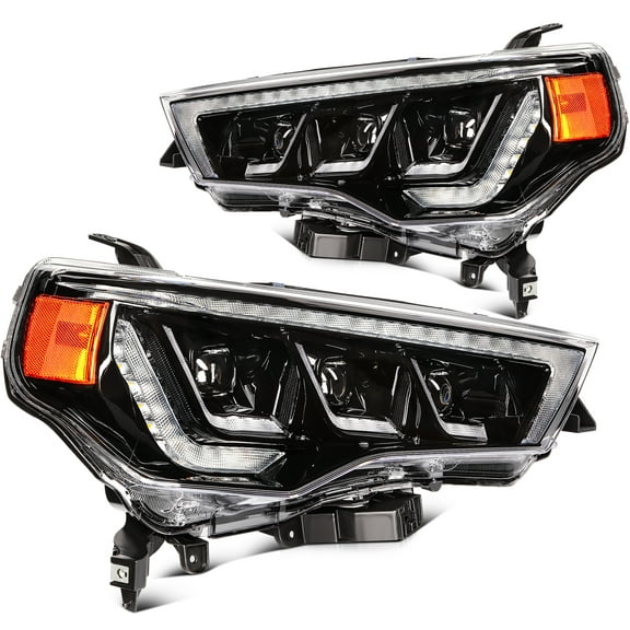 ECCPP LED Headlight Assembly Fit 2014-2021 For Toyota 4Runner Black Housing Amber Reflector Pair Headlights