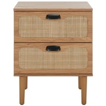 SAFAVIEH Irelia Coastal Style 2 Drawer Nightstand, Oak (18.9 in. W x 15.6 in. D x 24.4 in. H)