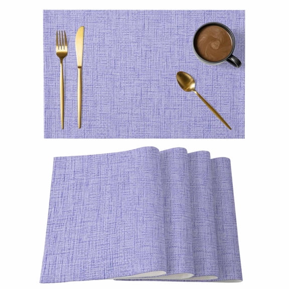 Lavender Purple Solid Cotton Linen Placemats Set of 2, Minimalist Cloth Purple Linen Texture Washable Table Place Mats Heat Insulating Placemat for Dining Room Kitchen Daily Use 13 x 19 Inch