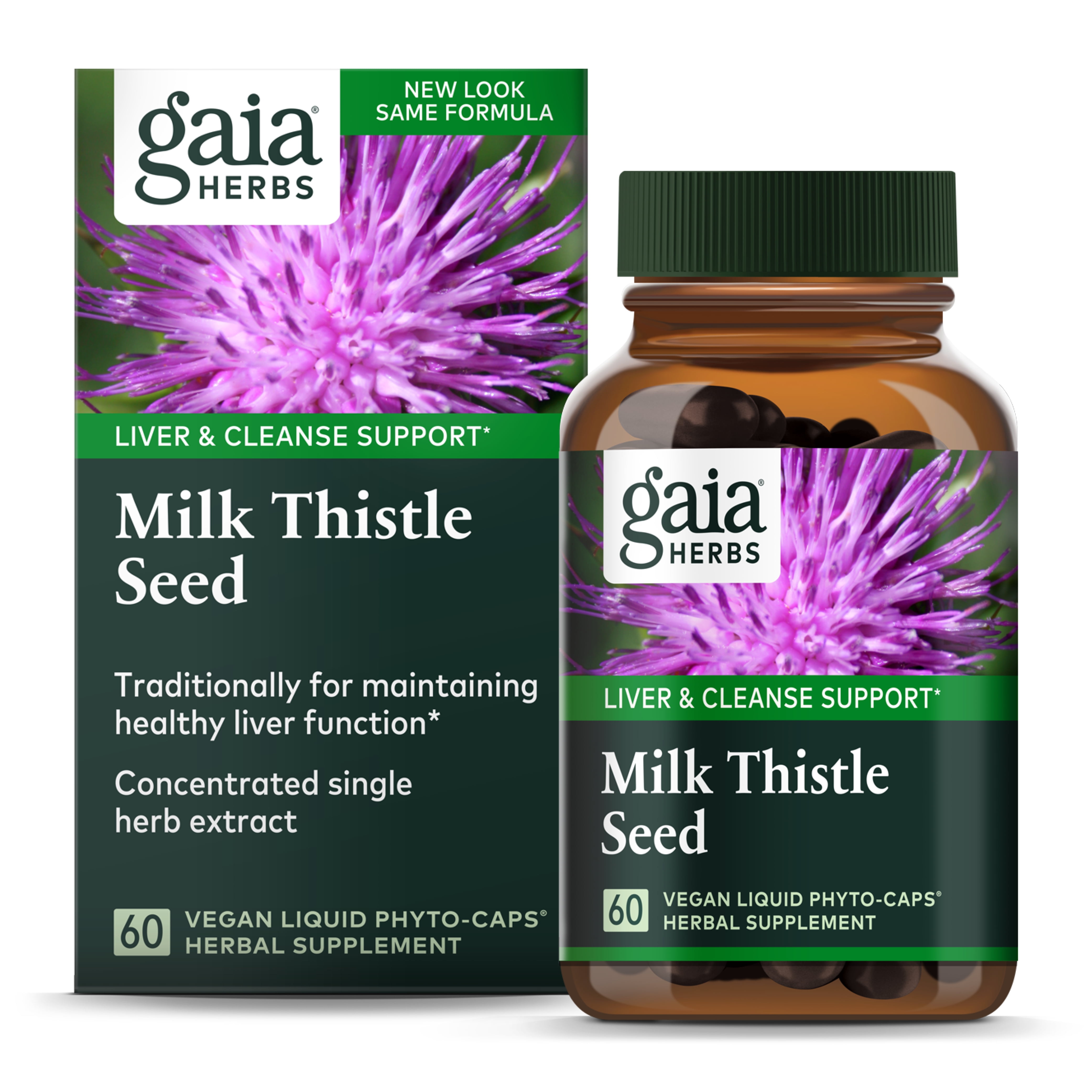Gaia Herbs Milk Thistle Seed - Liver Supplement & Cleanse Support for Maintaining Healthy Liver Function* - With Milk Thistle Seed Extract - 60 Vegan Liquid Phyto-Capsules (20-Day Supply)
