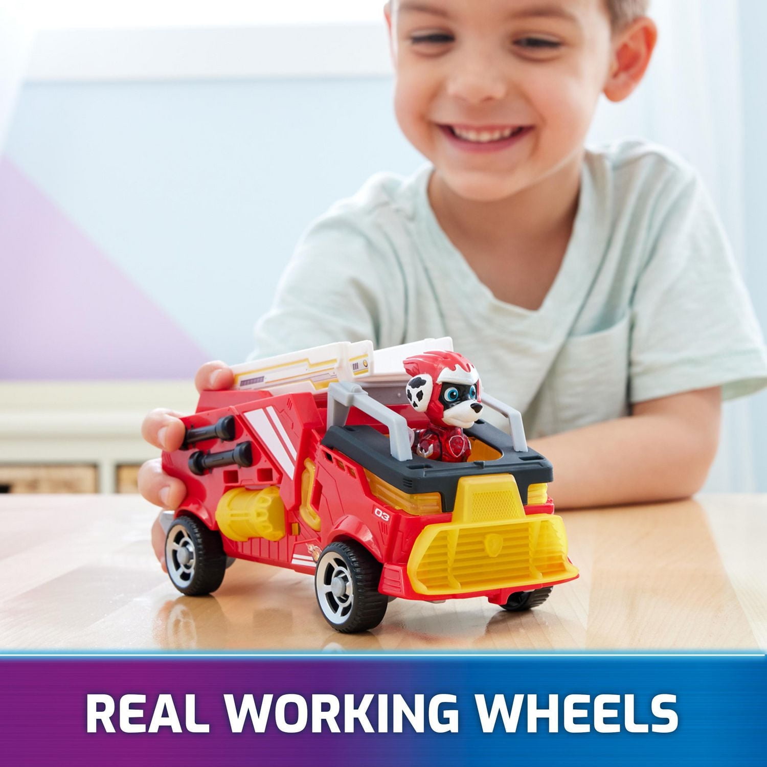 PAW Patrol: The Mighty Movie, Firetruck Toy with Marshall Mighty Pups Action Figure, Lights and Sounds, Kids Toys for Boys & Girls 3+