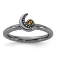 thumbnail image 3 of Auriga 925 Sterling Silver Black Rhodium Citrine Moon Ring for Women Size- 5, 3 of 6