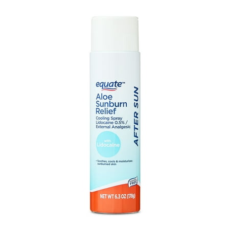 Equate Aloe Sunburn Relief Cooling Spray with Lidocaine, 6.3 oz