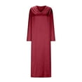 thumbnail image 5 of ITSAME Dress for Womens, Pleated Long Sleeve Deep V Neck Sexy Solid Color Midi Dress Red XL, 5 of 7