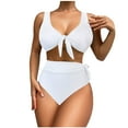 thumbnail image 3 of Efsteb 2 Piece High Waisted Bikini Set for Women Bandage V Neck Split Swimsuit Two Piece Bathing Suit (White,S), 3 of 6