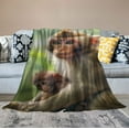 thumbnail image 2 of WERPE Monkey Sherpa Blanket Macaque Family Throw Blanket for Kids Boys Girl Wild Cute Animals Grassland Fuzzy Blanket for Sofa Bed Couch Wildlife Tree Plant Decor, White, 2 of 6