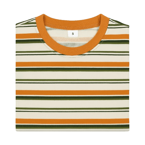 Children's Cotton T-Shirt, Striped T-Shirt, Orange Multi- 4T