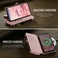 thumbnail image 6 of Allytechgroup Wallet Case for iPhone 11 with Credit Card Slot, RFID Blocking PU Leather Flip Case with Shoulder Strap Wrist Strap Compatible with MagSafe Shockproof Full Body Cover, Pink, 6 of 13
