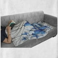 thumbnail image 5 of Butterflies Soft Flannel Fleece Throw Blanket, Blue and White Butterflies on Wooden Background Timber Wall Rustic Life, Cozy Plush for Indoor and Outdoor Use, 50" x 60", Grey White Blue, by Ambesonne, 5 of 5