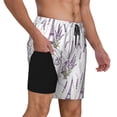 thumbnail image 3 of Picia Lavender Flowers pattern Mens Swim Trunks with Compression Liner Stretch Beach Shorts Quick Dry with Zipper Pockets No-Chafing Board Shorts-, 3 of 9