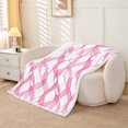 thumbnail image 2 of Erosebridal Pink Ribbon Fleece Blanket, Stripes Sherpa Throw, Girls Bow Decor, 2 of 6