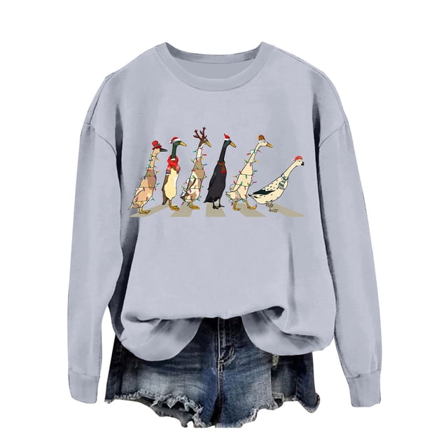 WEAIXIMIUNG Chandail en Molleton pour Femmes Tendance avec Col Chandail en Molleton de Noël pour Femmes Imprimé Animal Ferme