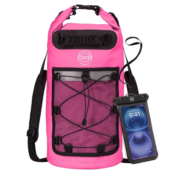 Mochila STOVER, bolsa impermeable y impermeable con funda flotante, color rosa