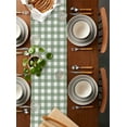 thumbnail image 5 of Sage Green Buffalo Plaid Table Runner Farmhouse Green White Checkered Tablerunners 13 x 108 Inch, Table Decorations Tabletop Scarf for Summer Gathering Holiday Farmhouse Kitchen Dining Decor, 5 of 6