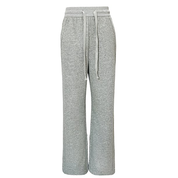 Pantalones deportivos holgados para mujer, Pantalón de algodón y lino gris, informal, adelgazante, versátil, pierna ancha, Otoño e Invierno