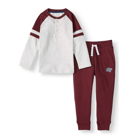 365 Kids from Garanimals Long Sleeve Henley & French Terry Joggers, 2-Piece Outfit Set (Little Boys & Big Boys)