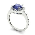 thumbnail image 2 of 1.8 ctw with Simulated Diamond Halo Accents Anniversary Ring for Women | Round Cut Simulated Tanzanite | Hyperallergenic Solid 14K White Gold, 2 of 5