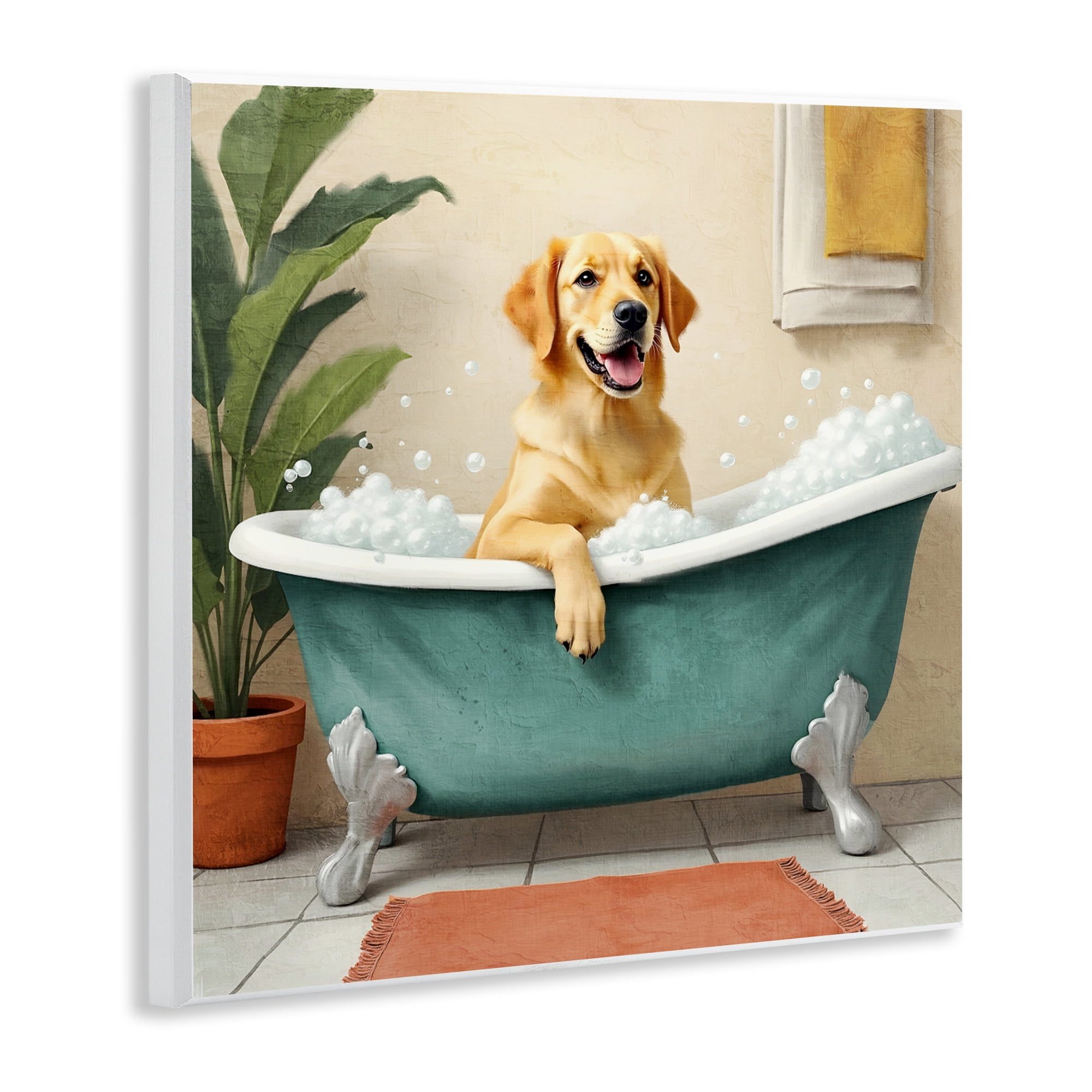 Stupell Industries Bubble Bath Labrador Dog Wall Plaque Art, design by Kim Allen