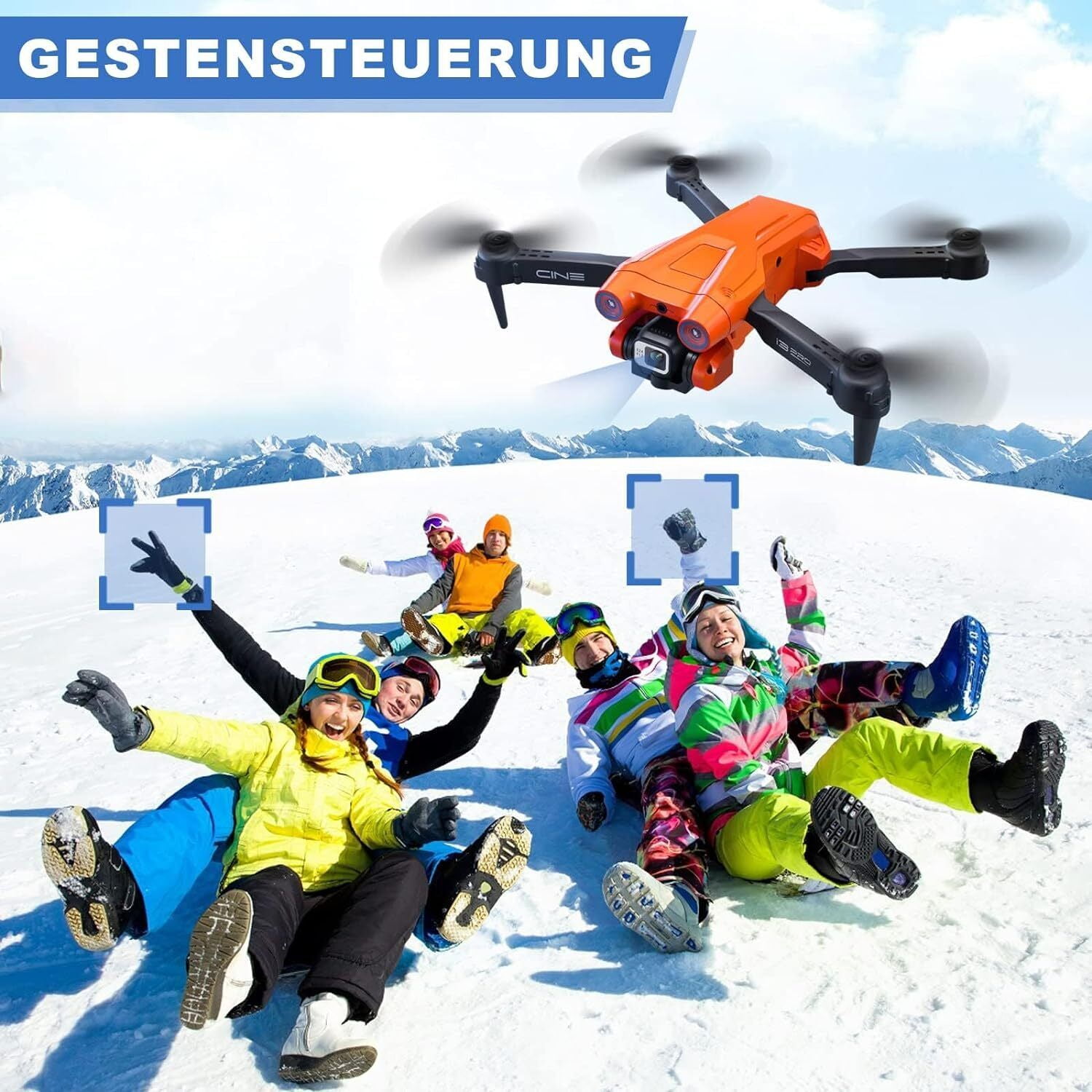 TOPCHANCES I3 PRO FPV Drone with 4K Dual Cameras, RC Quadcopter for Kids Adults with Altitude Hold, One Key Landing, Obstacle Avoidance, Headless Mode, 2 Batteries (Orange)