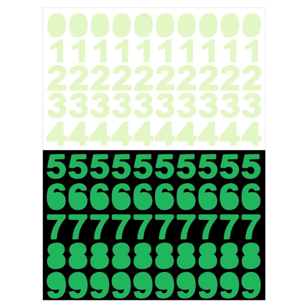 Uxcell 200 Pcs Pegatinas de Números que Brillan en la Oscuridad, Pegatinas de Pared Adhesivas Luminiscentes Verdes, Pegatinas 3D Brillantes para Decoración de Techo, Dormitorio y Cama