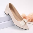 thumbnail image 5 of Rexoro Women Pointed Toe Pumps Bow Decor Slip On Low Chunky Heel Womens Shoes for Office Work Wedding Daily Wear, 5 of 7