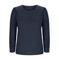 thumbnail image 6 of ABATAB Womens Long Sleeve Shirts Lace Tops Business Casual Fall Fashion Outfits Clothes Ribbed Knitted Hollow Sleeve Fashion Pullover(X-Large,Navy), 6 of 6