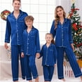 thumbnail image 4 of GILIGEGE Satin Christmas Pajamas for Family Striped Button Down Shirt And Pants Xmas Pjs Matching Sets Sleepwear Jammies Long Sleeve Sleepwear And Pants Festival Party Loungewear Matching Sets, 4 of 8